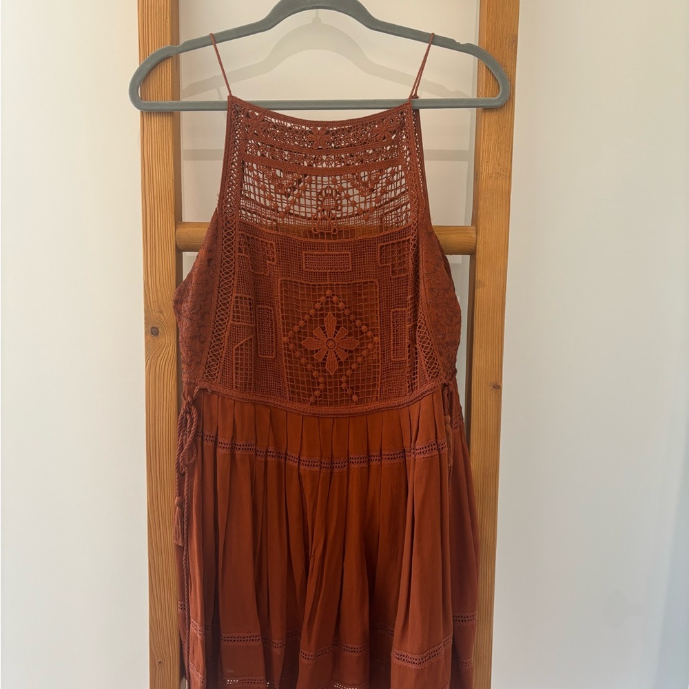Free People Terracotta Crochet Dress